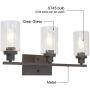 MELUCEE 3 Light Bathroom Vanity Light Oil Rubbed Bronze, Industrial Wall Light Fixture with Clear Glass Shade Sconces for Bedroom Porch Kitchen Living Room