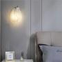 BOKT Mid Century Modern Wall Sconce White Elegant Feather Wall Lamp Metal Wall Mount Light Fixture for Bedroom Bedside Living Dining Room Hallway (A-Style)
