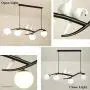 Kankanray 4-Lights Nordic Creative Chandelier Modern Resin Bird Glass Ceiling Lamp Flush Mount Lighting Fixture for Bar Dining Room Living Room Bedroom (Black)