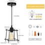 HAITRAL Industrial Pendant Light - Adjustable Hanging Ceiling Lamp, Black Metal Pendant Lighting for Kitchen Island Dining Room Hallway Bar (Without Bulbs)