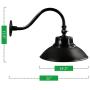 Black LED Gooseneck Barn Light 14 Inch Dusk to Dawn Sensor Classic Steel Shade 42W 4200lm 6000K Wall Porch Light with Photocell Outdoor Gooseneck Farmhouse Lighting Fixture