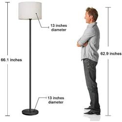 Lifeholder Floor Lamp, Mid Century Standing Lamp Include A Warm White Edison Bulb, 3 Way Dimmable Floor Lamp with Line Fabric Shade, Touch Floor Lamps Idea for Bedroom, Living Room or Office