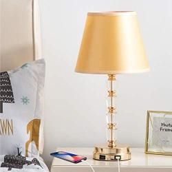 Lifeholder Bedside Lamp, Dimmable Touch Lamp with Dual USB Charging Ports, Crystal Table Lamp Include Edison Bulb, Golden USB Lamp for Bedroom,Living Room,Office