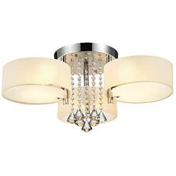 DINGGU Flush Mounted 3 Light Chrome Finish Modern Chandelier Ceiling Light Fixtures for Bedroom,Living Room,Dinng Room