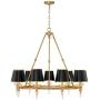 Manhattan Burnished Brass Large Wagon Wheel Chandelier 37 1/2'' Wide Modern Glass Spike Black Shades 6-Light Fixture for Dining Room House Foyer Kitchen Island Entryway Bedroom - Possini Euro Design