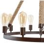 LNC Farmhouse Chandeliers Large Rustic Round Wagon Wheel 8-Light Fixture with Rope for Dining & Living Room, Bedroom, Kitchen and Foyer, Brown