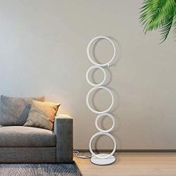 Modern LED Floor Lamp 5 Rings for Bedroom Living Room Childrens Room Study Height 35.5 Inches (About 90 cm) 3 Brightness Levels Adjustable 2400 Lumens 3000K Warm White 24W