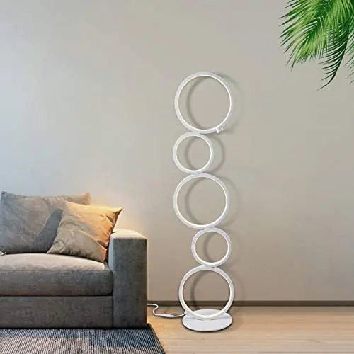 Modern LED Floor Lamp 5 Rings for Bedroom Living Room Childrens Room Study Height 35.5 Inches (About 90 cm) 3 Brightness Levels Adjustable 2400 Lumens 3000K Warm White 24W Modern LED Floor Lamp 5 Rings for Bedroom Living Room Childrens Room Study Height 35.5 Inches (About 90 cm) 3 Brightness Levels Adjustable 2400 Lumens 3000K Warm White 24W