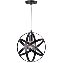 Black Industrial Vintage Metal Globe Ceiling Light Pendant Light, Changeable Hanging Light Chandelier Fixture for Kitchen Island Dining Table Bedroom Hallway.