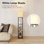 Addlon LED Modern Shelf Floor Lamp with White Lamp Shade and LED Bulb - Display Shelves Floor Lamps for Living Room Bedroom and Office - Classic Black