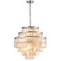 Maxax Shell Chandeliers Round 5-Light Chandelier with Natural White Capiz Seashells Pendant Lamp for Dining Room Living Room Bedroom Kitchen Island, Chrome Finish