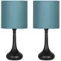 HAITRAL Bedside Table Lamps - Nightstand Lamps Set of 2, Modern Desk Lamp for Bedroom, Living Room, Office with Metallic Base and Fabric Shade - Dark Blue (HT-BTL11-06X2) HAITRAL Bedside Table Lamps - Nightstand Lamps Set of 2, Modern Desk Lamp for Bedroom, Living Room, Office with Metallic Base and Fabric Shade - Dark Blue (HT-BTL11-06X2)