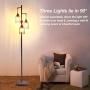 Dimmable Standing Lamp,Industrial Floor Lamps,Black Tree Lamp Rustic Tall Lamps Lighting with 3 Elegant Teardrop Cages & 3 Edison LED Bulbs for Bedrooms Living Room