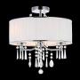 A1A9 Modern 3-Light Drum Pendant Lighting Fixture, 16 White Fabric Shade, Semi Flush Mount Ceiling Lights with Crystal, Chrome Finish Chandelier for Entryway, Hallway, Dining Room and Bedroom