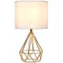 SOTTAE Modern Style Golden Hollowed Out Base Beside Living Room Bedroom Table Lamp, Desk Lamp with White Fabric Shade