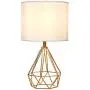 SOTTAE Modern Style Golden Hollowed Out Base Beside Living Room Bedroom Table Lamp, Desk Lamp with White Fabric Shade