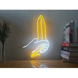 Neon Signs Banana Neon Light Sign Real Glass Neon Sign Neon Lights Neon Wall Sign Real Neon Decorative Light for Home Bedroom Room Decor Bar Office Halloween Party