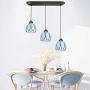 KAKM Hanging Light Pendant Lighting Tiffany Style Kitchen Island Pendant Lamps with Lotus Stained Glass Shade, Mediterranean Dining Room Chandeliers for Hanging Over Bar Cafe Table (Color : Blue)
