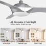 Depuley 52-Inch Flush Mount Ceiling Fan Light with Remote Control, Low Profile 3 Reversible Blades Fan Light Fixture for Living Room/Dining Room/Bedroom, 3000K-6000K Changeable, Nickel