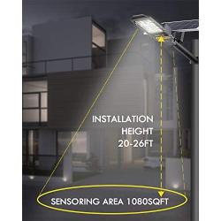 KUTON Solar Street Light, Solar Powered Outdoor Lights 6000LM, Dusk to Dawn LED Solar Light with Motion Sensor, Outdoor Street Light by Remote Control for Patio, Parking Lot, Yard, Street, 150W