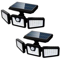 Solar Lights Outdoor, Solar Motion Sensor Lights 3 Heads Adjustable 70 LED Solar Flood Security Lights Outdoor Spotlights 180° Rotatable IP65 Waterproof for Garage Pathway Porch Garden Patio 2 Pack