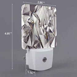 Set of 2 Led Night Lights, Glitter 3D Abstract Diamond Crystal Clear Texture Print Auto Dusk-to-Dawn Sensor Night Lamp Plug-in Home Decorative for Adult
