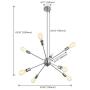 SGLfarmty Sputnik Chandeliers Mid Century Morden Ceiling Light Fixture for Flat or Sloped Ceiling Bar Dining Room 8 Lights (Satin Nickel)