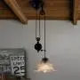 Vintage Pulley Chandeliers, Industrial Retractable Ceiling lights Antique Pulley Rise and Fall Light Fitting for Kitchen Island Dining Room Loft Hallway with Glass Shade (Size : 1Light)
