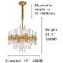 NOXARTE Gold Chandelier Modern Brass Pendant Light Contemporary Glass Ceiling Lighting Fixture for Dining Room Living Room