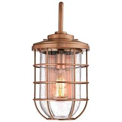 Westinghouse Lighting 6347900 Ferry One-Light Outdoor Wall Fixture, Washed Copper Finish with Clear Seeded Glass,