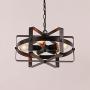 Unitary Brand Antique Black Metal Drum Shape Round Pendant Light with 5 E26 Bulb Sockets 200W Painted Finish