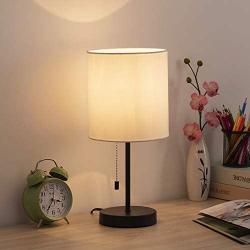 HAITRAL Small Table Lamps Set-Modern Desk Lamps with Pull Chain Switch,Small Lamps for Bedroom, Bedside, Living Room, Dorm, Teenager Room-White