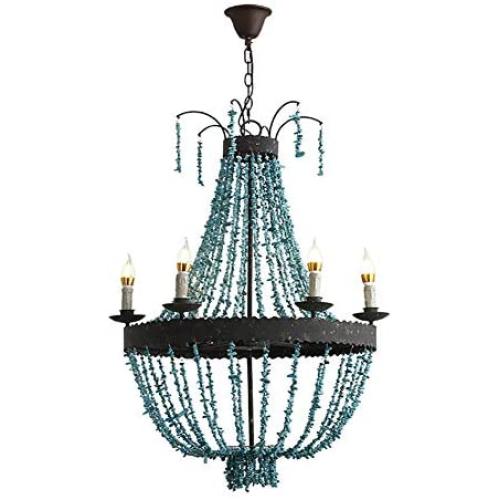 American Retro Turquoise Chandelier for Living Room,5 Light Creative Antique Metal Pendant Lighting Fixture,Staircase Decor E12 Candle Hanging Light American Retro Turquoise Chandelier for Living Room,5 Light Creative Antique Metal Pendant Lighting Fixture,Staircase Decor E12 Candle Hanging Light
