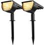 Jior Solar Landscape Spot Lights Outdoor 32 LED IP65 Waterproof Wireless Lights for Garden Yard Driveway Walkway Pool Patio (Warm White-2 Pack)