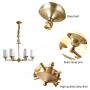 NOXARTE Brass Chandelier Light Fixture with White Glass Lampshade Modern LED Pendant Hanging Light Flush Mount for Dining Room D24'' x H17''