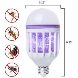 2 Pack Bug Zapper Light Bulbs, 2 in 1 Mosquito Killer Lamp, UV LED Mosquito Fly Killer Bulb for Indoor and Outdoor