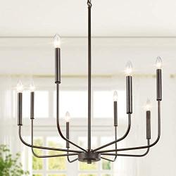 Farmhouse Chandelier, Dining Room Lighting Fixture Hanging, Kitchen Table Chandelier with Adjustable Chain, 26 inches