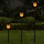 Camabel 56'' Tall Solar Torch Lights 4 Pack with Flicking Flame 100% Metal LED Solar Light Outdoor Dancing Stainless Steel Walkway Lighting for Garden Patio Yard Decor Waterproof Pool Path Effect Light