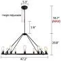 OSAIRUOS W47 Vintage Rustic Rod Iron Chandelier Farmhouse Ceiling Pendant Chandeliers Lighting Fixture Industrial Decor Round Island 12 Lights for Living Room Hotel Church Cafe Shops, Painted Black