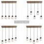 LNC Pendant Lighting for Kitchen Island,Wooden Farmhouse Chandeliers for Dining Rooms, Glass Mason Jar Hanging Lamp A02983, Brown