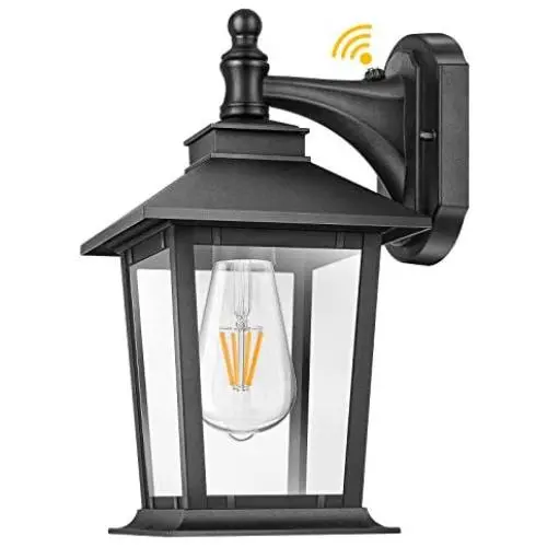 Outdoor Wall Lantern, Dusk to Dawn Sensor Exterior Light Fixture Wall Mount, E26 Socket Matte Black Wall Sconce with Clear Glass Shade, 100% Aluminum, Wall Lamp for Porch Entryway Doorway Outdoor Wall Lantern, Dusk to Dawn Sensor Exterior Light Fixture Wall Mount, E26 Socket Matte Black Wall Sconce with Clear Glass Shade, 100% Aluminum, Wall Lamp for Porch Entryway Doorway