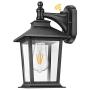 Outdoor Wall Lantern, Dusk to Dawn Sensor Exterior Light Fixture Wall Mount, E26 Socket Matte Black Wall Sconce with Clear Glass Shade, 100% Aluminum, Wall Lamp for Porch Entryway Doorway