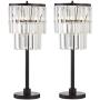 Maxax Crystal Table Lamps, Modern Bedside Desk Lamp Set of 2 Nightstand Lamp for Living Room Bedroom,Black Finish