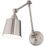 Mendes Industrial Swing Arm Wall Lamp Brushed Nickel Hardwired Light Fixture Metal Shade for Bedroom Bedside Living Room Reading - 360 Lighting