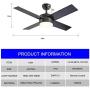 Ceiling Fan with Lights and Remote Control,SNJ 44 Inch Modern Ceiling Fan for Living Room Bedroom Dining Room,Indoor(Oil-Rubbed Bronze)