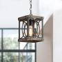 Wood and Metal Chandelier Square 1-Light Adjustable Height Ceiling Pendant Light Dining Room Lighting Fixtures Hanging，Living Room Light ,Kitchen Chandelier UL Listed