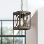 Wood and Metal Chandelier Square 1-Light Adjustable Height Ceiling Pendant Light Dining Room Lighting Fixtures Hanging，Living Room Light ,Kitchen Chandelier UL Listed