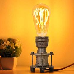 Vintage Desk Lamp Farmhouse, Steampunk Retro Small Industrial Silver Table Light Bedside for Accent Night , Rustic Table Lamp Edison Bulb Lamp for Loft (with no Bulb)