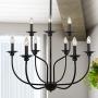 LALUZ Farmhouse Chandelier, Dining Room Lighting Fixtures Hanging in Black Metal Finish, 2-Tier 9-Candle Rustic French Country Chandelier for Living Room, Foyer, Bedroom