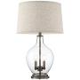 Becker Cottage Table Lamp with Nightlight LED Fillable Clear Glass Drum Shade for Living Room Family Bedroom Nightstand - Regency Hill